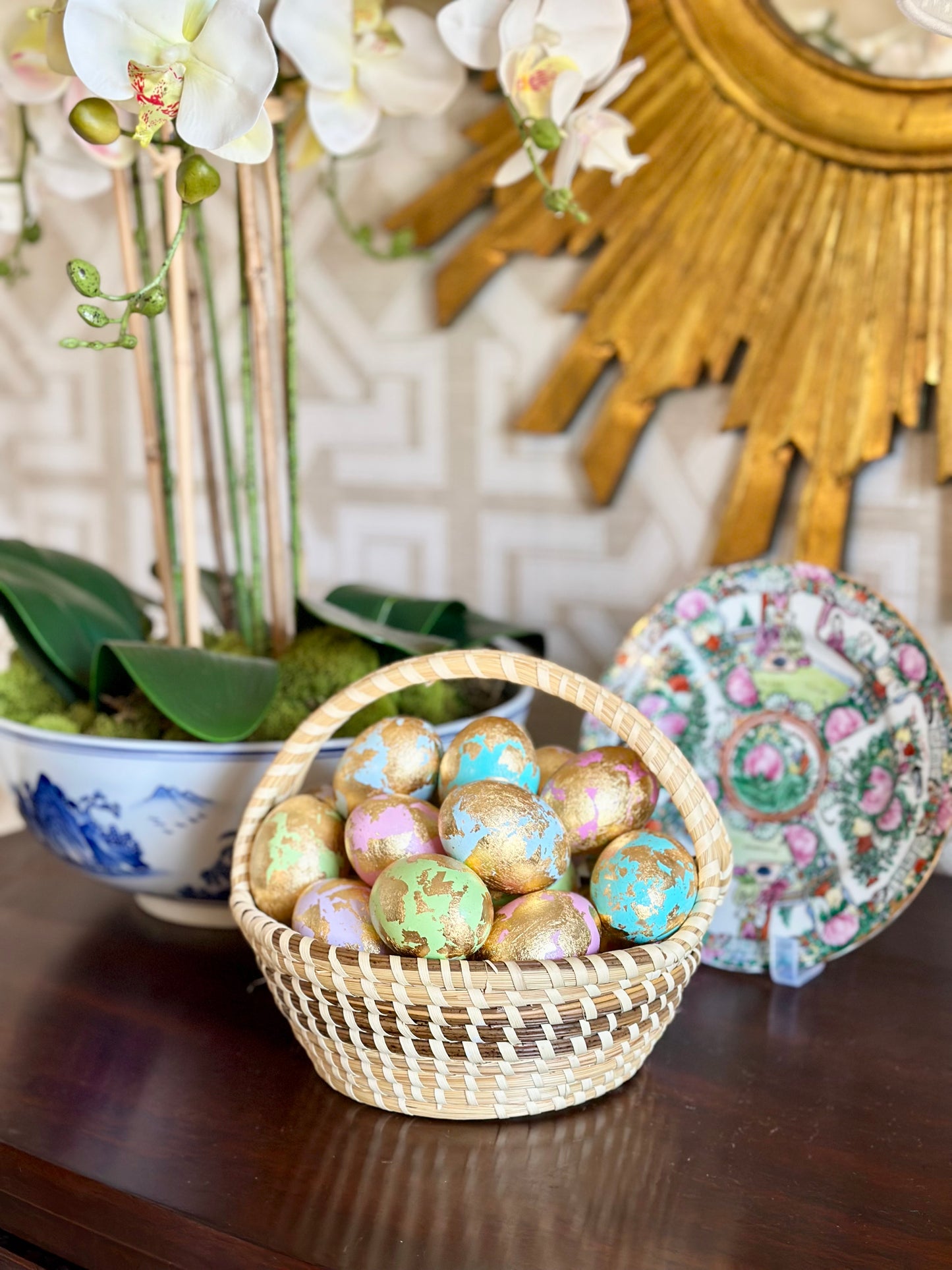 Set of 6 Gold Leaf Eggs