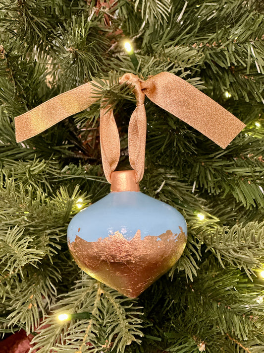 Pale Blue Gold Leaf Ornament 1