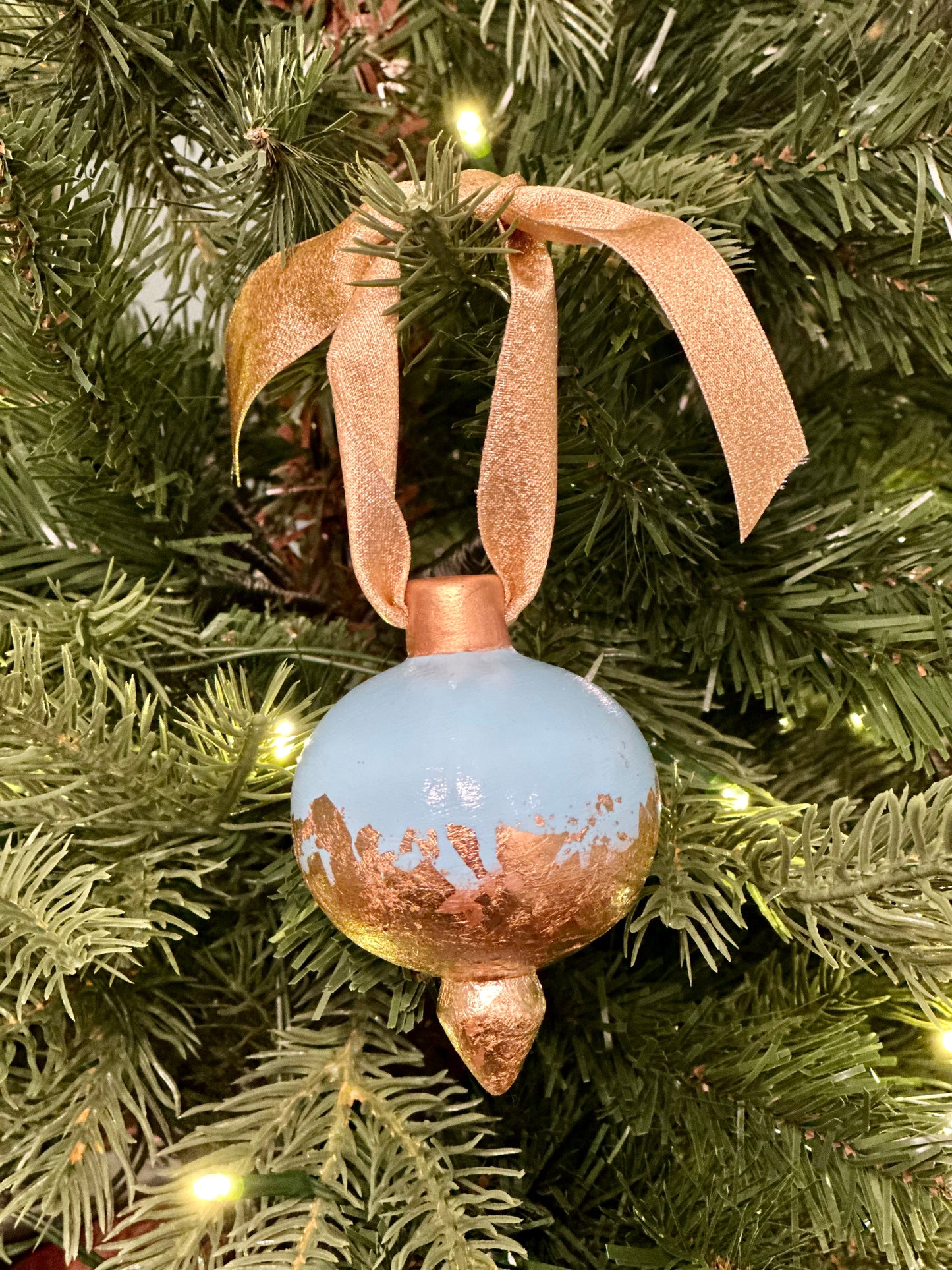 Pale Blue Gold Leaf Ornament 2