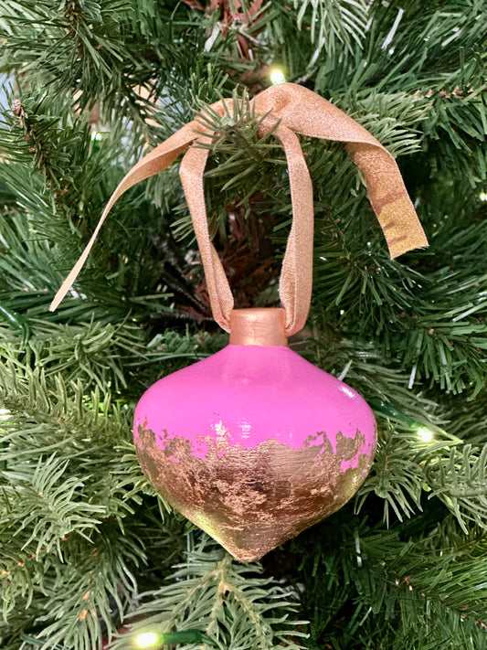 Pink Gold Leaf Ornament 1