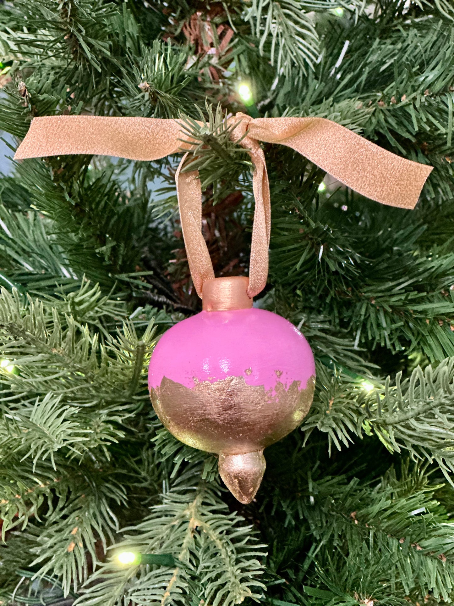 Pink Gold Leaf Ornament 2