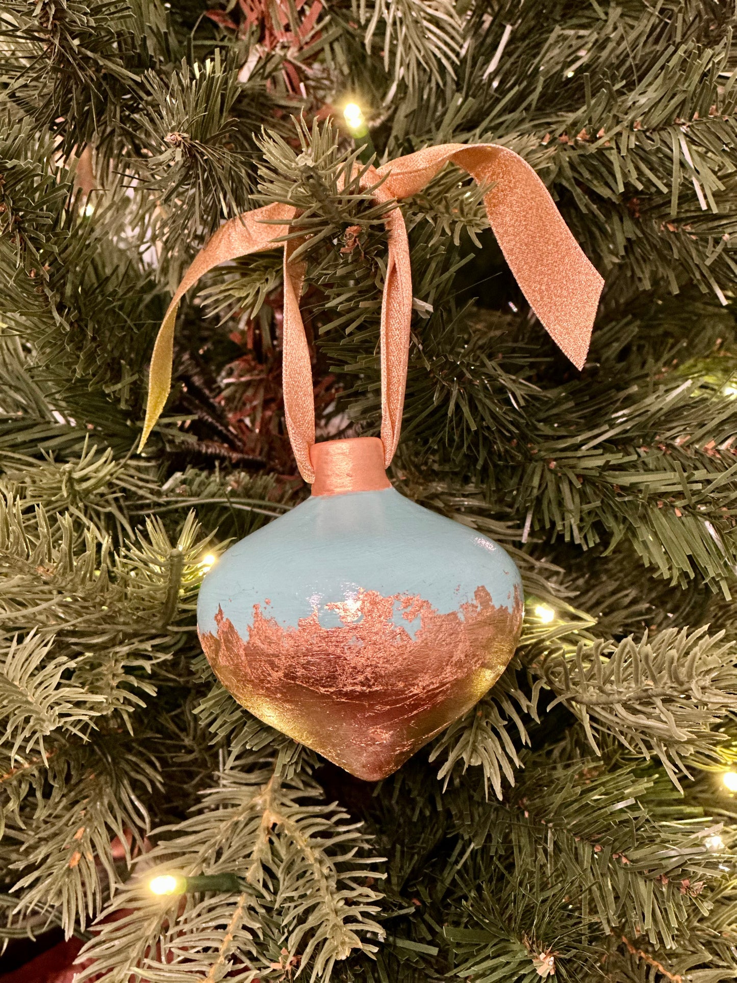 Light Teal Gold Leaf Ornament 1